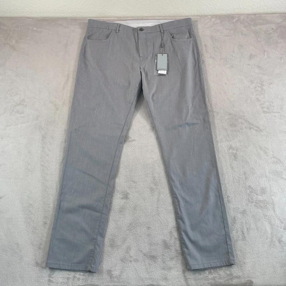 Canali Casual Pants Men 40x34 Light Grey Regular Fit Stretch Made Italy NWT $495